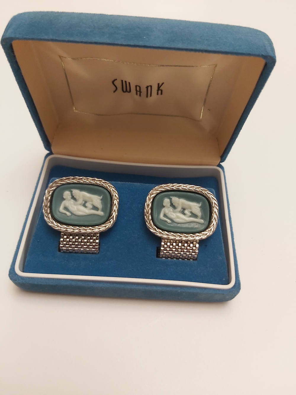 Swank Blue Cameo Cufflinks for Men